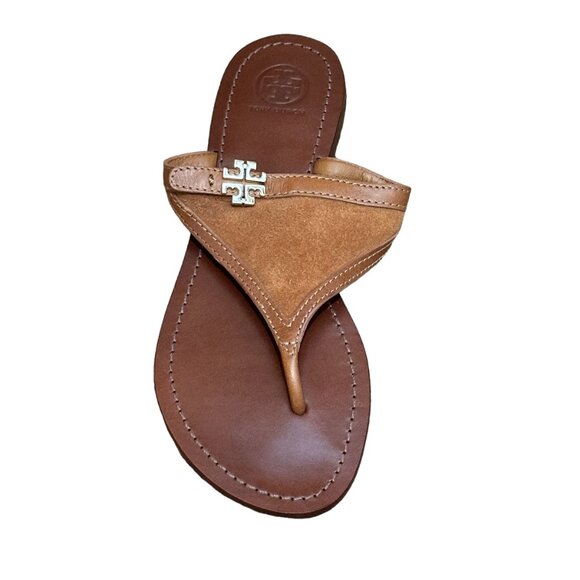 Tory Burch Suede With Leather Trim Sandal, Chestnut, Size 9 - Picture 9 of 9